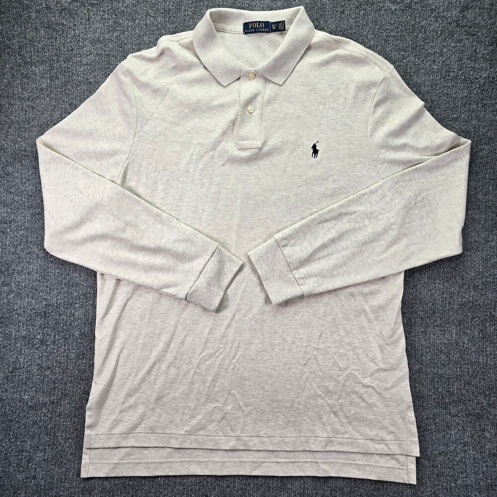 Polo Ralph Lauren Polo Shirt Mens XL Oatmeal Beige Pony Long Sleeve Casual